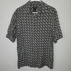 Claiborne Black & Light Blue Geometric Button-Up Shirt